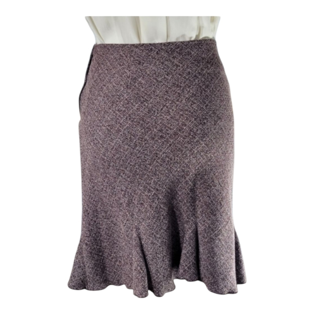 Tweed Flared Mini Skirt Brown & Cream A-Line Skirt Womens Size 14 - Picture 4 of 6
